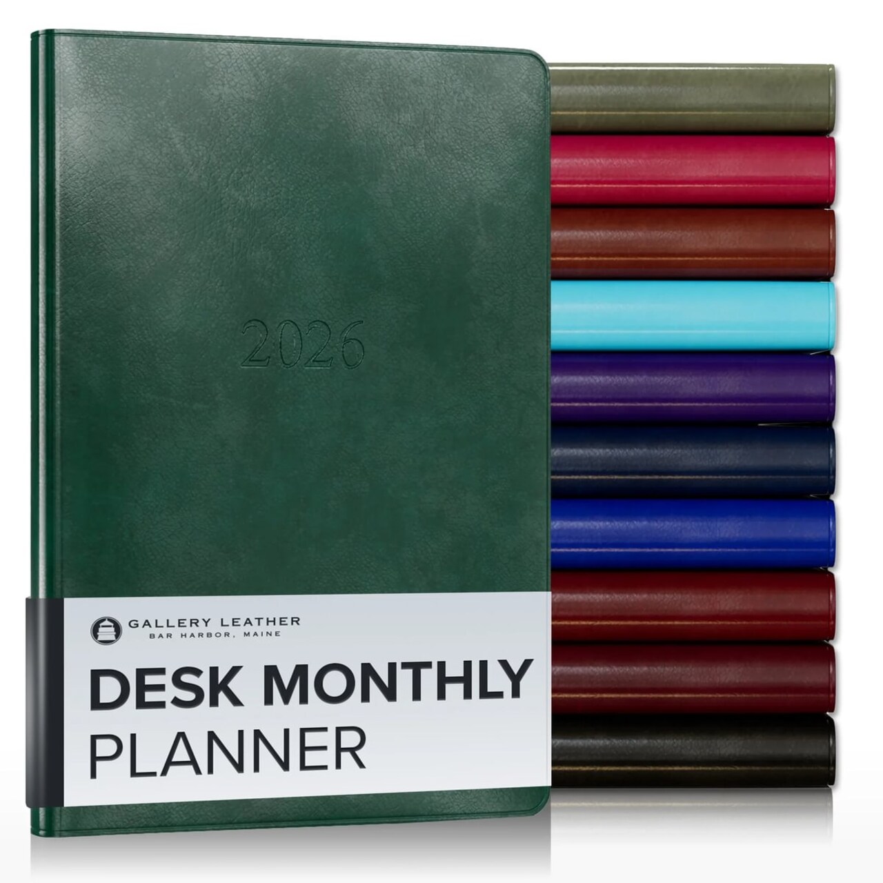 Gallery Leather Desk Monthly Planner 2026, Elegantly Bound Calendar Planner and Notebook with Stylish Gold-Gilded Page Edges, 18 Months - 8 x 5.5 ”